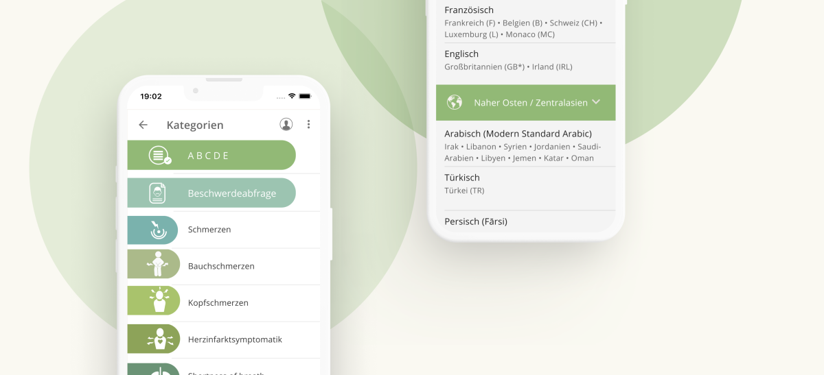 Notfall-Anamnese-App aidminutes.rescue auf Smartphone und Tablet